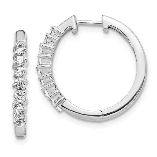 Buy Stylish 14K White Gold Diamond-Accented Hinged Hoop Earrings | 1.5"