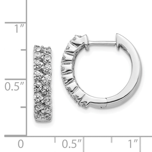 Exclusive 14K White Gold Double Row Diamond Hoop Earrings - Stylish & Affordable