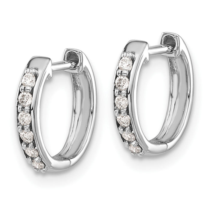 Buy Exclusive 10K White Gold Diamond-Accented Hinged Hoop Earrings - Stylish Value-2