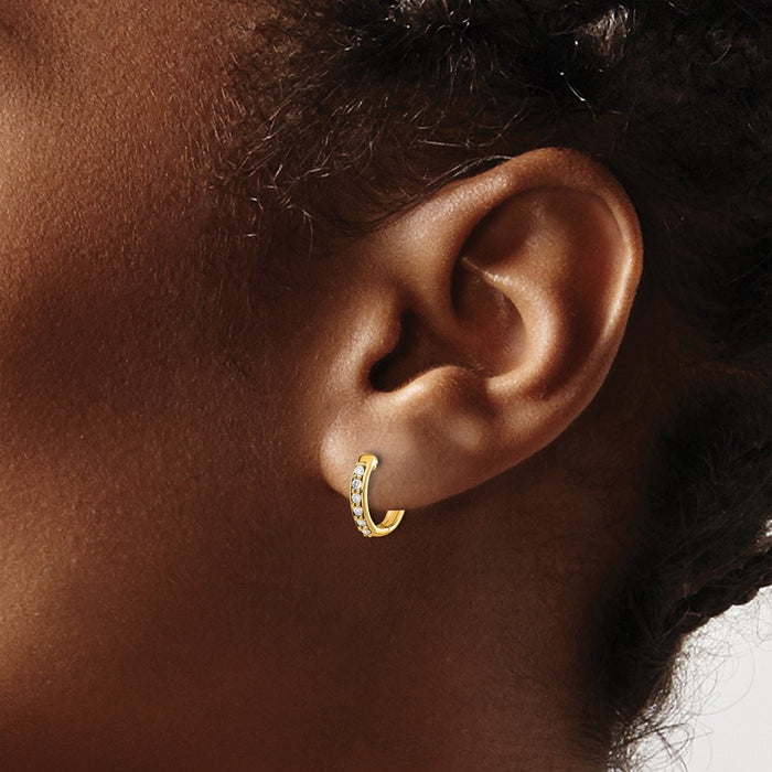 Buy Stylish 10K Gold Diamond-Accented Hinged Hoop Earrings | Affordable Luxury-3