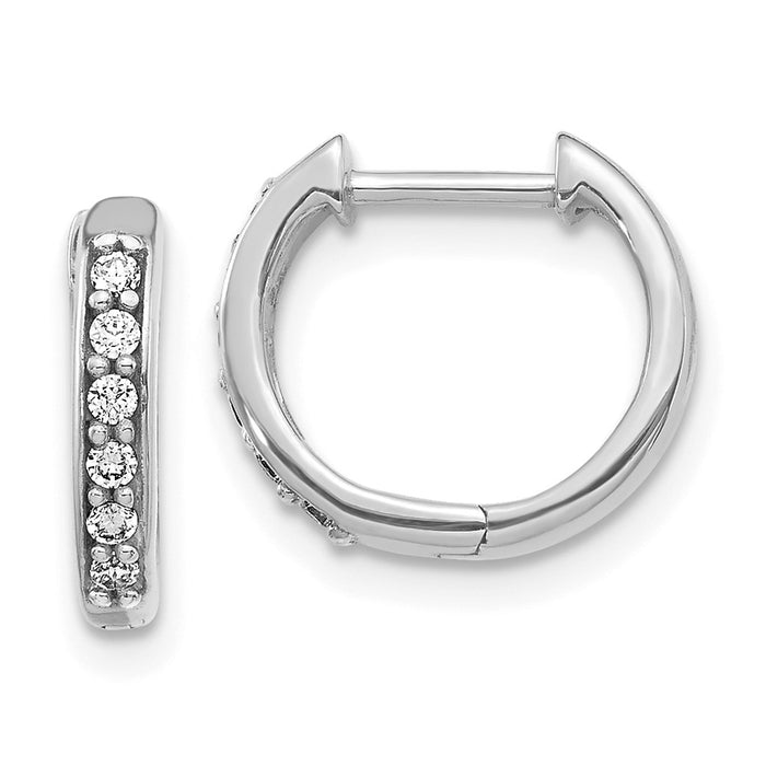 Buy Stylish 14K White Gold Diamond-Accented Hinged Hoop Earrings - 1.5"-1