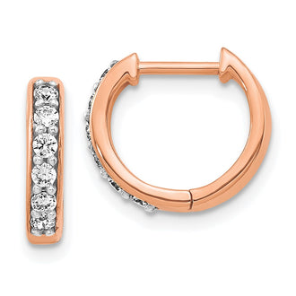 Buy 14K Rose Gold Diamond-Accented Hinged Hoop Earrings - Stylish Luxury!