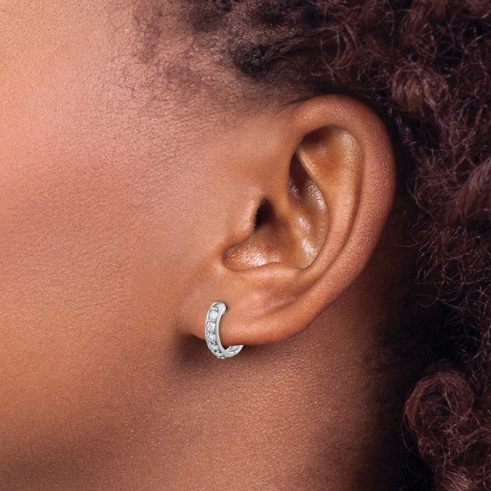 Exclusive 10K White Gold Diamond-Accented Hoop Earrings - Stylish Value!-3