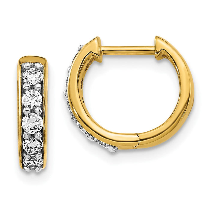 Buy Stylish 10K Gold Diamond-Accented Hinged Hoop Earrings - Affordable Luxury-1