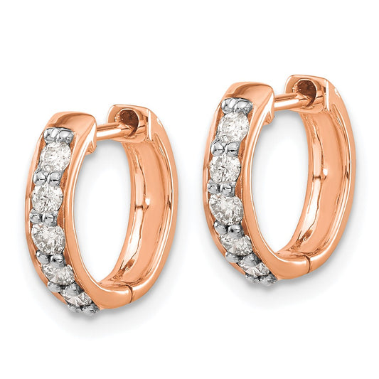 Buy Stylish 14K Rose Gold Hinged Hoop Earrings with Diamond Accents