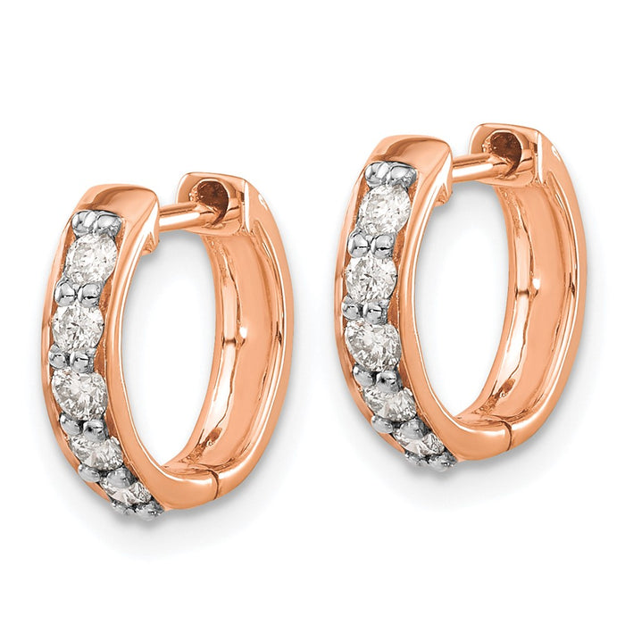 Buy Stylish 14K Rose Gold Hinged Hoop Earrings with Diamond Accents-2