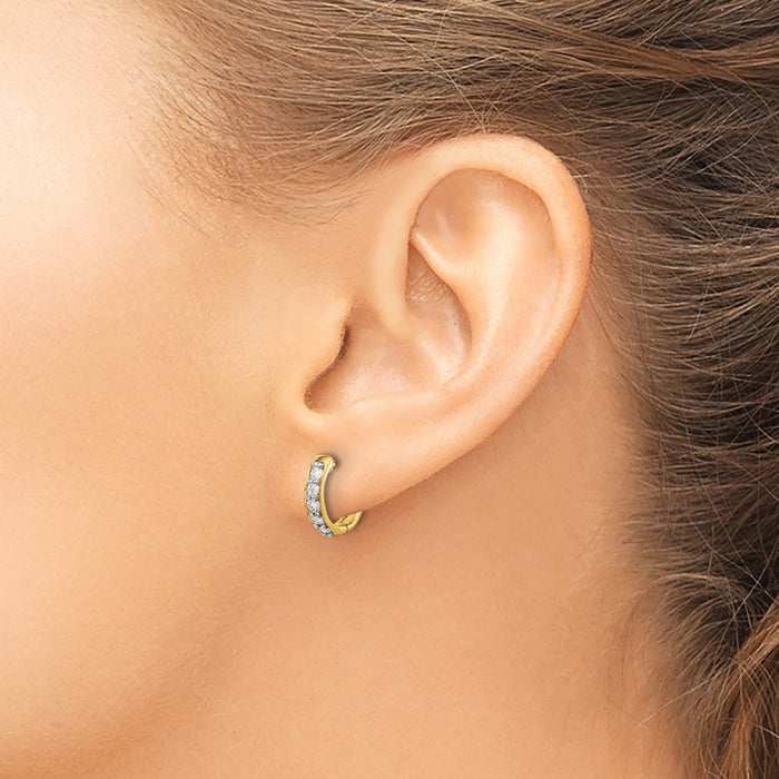 Shop Exclusive 14K Gold Hinged Hoop Earrings with Diamonds - Stylish Value!-3