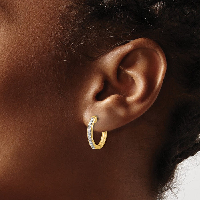 Exclusive 10K Gold Diamond-Accented Hinged Hoop Earrings - Stylish Luxury!-3