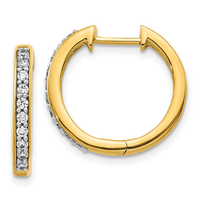 Exclusive 10K Gold Diamond-Accented Hinged Hoop Earrings - Stylish Luxury!-1