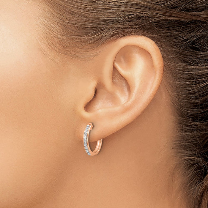Buy Stylish 14K Rose Gold Diamond-Accented Hinged Hoop Earrings 1.5"-3