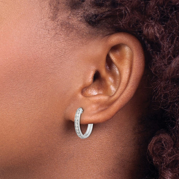 Buy Stylish 10K White Gold Diamond-Accented Hoop Earrings - Exclusive Value!-3