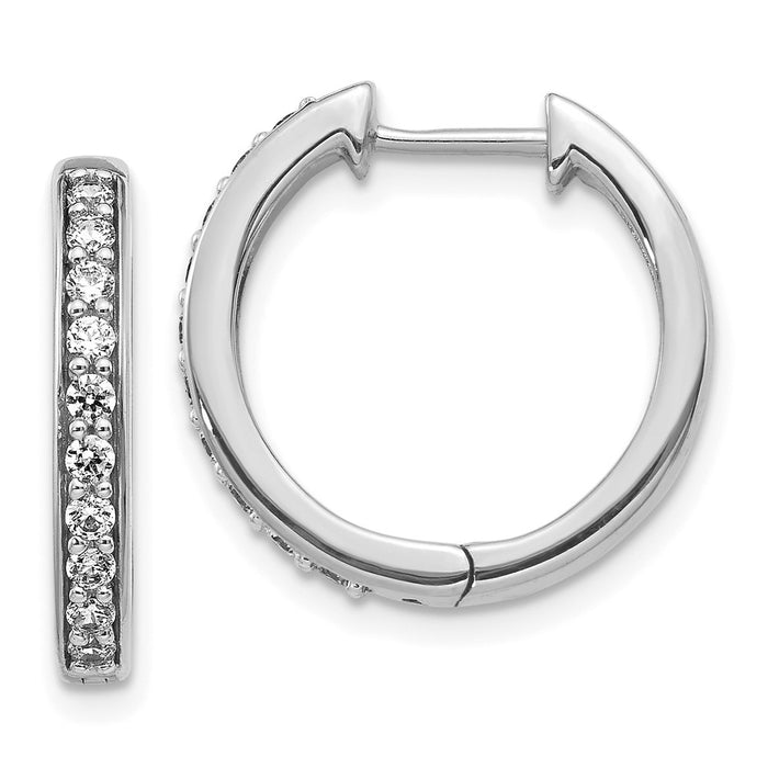 Shop Stylish 14K White Gold Diamond-Accented Hinged Hoop Earrings - 1.5"-1