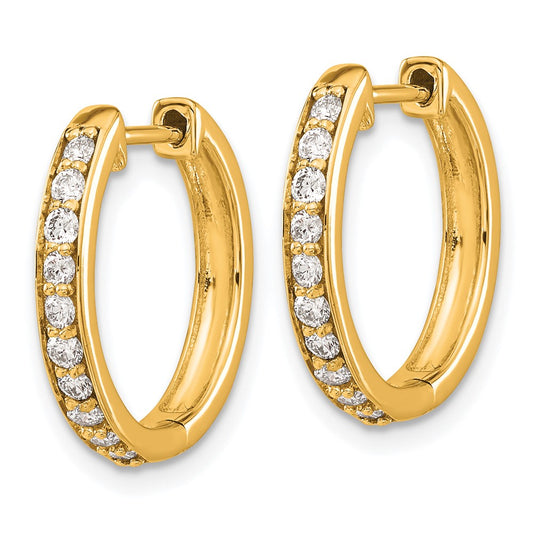 Designer 14K Gold Diamond-Accented Hinged Hoop Earrings - Stylish Value!