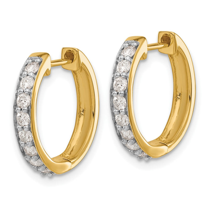 Buy Stylish 10K Gold Diamond-Accented Hinged Hoop Earrings - Affordable Luxury!-2