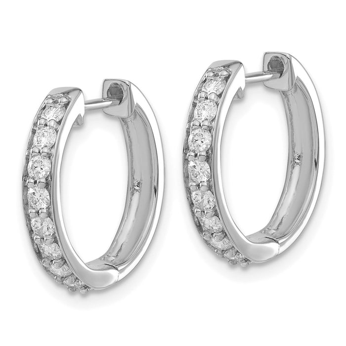 Exclusive 14K White Gold Diamond-Accented Hinged Hoop Earrings - Stylish Luxury-2