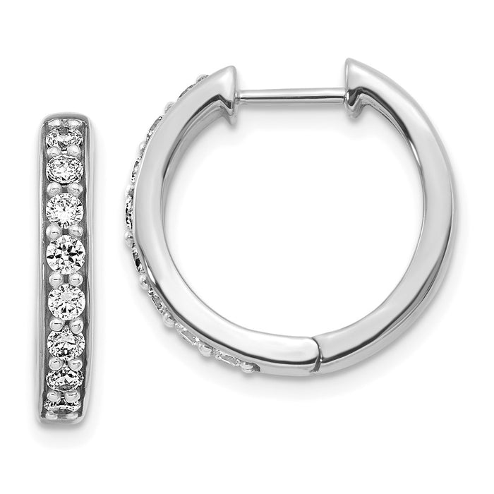 Exclusive 14K White Gold Diamond-Accented Hinged Hoop Earrings - Stylish Luxury-1