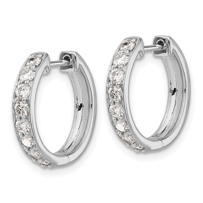 Shop 10K White Gold Diamond-Accented Hinged Hoop Earrings | Stylish Value!-2