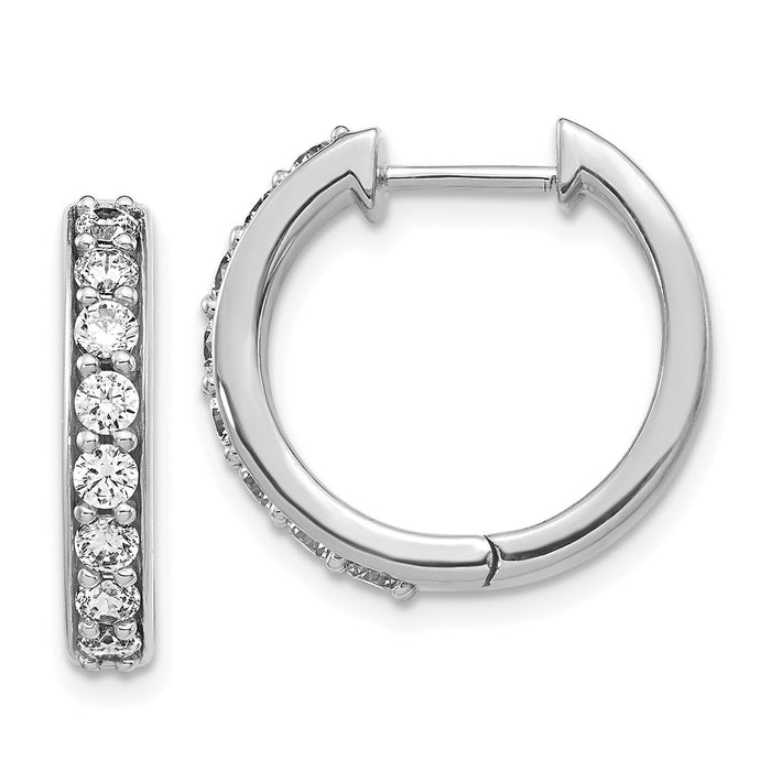 Shop 10K White Gold Diamond-Accented Hinged Hoop Earrings | Stylish Value!-1