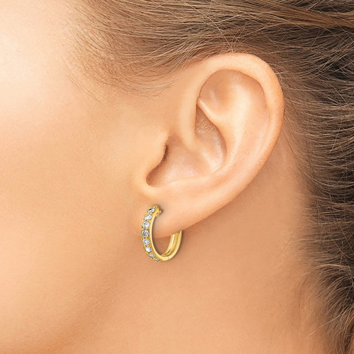 Shop 10K Gold Diamond-Accented Hinged Hoop Earrings | Stylish & Affordable Design-3