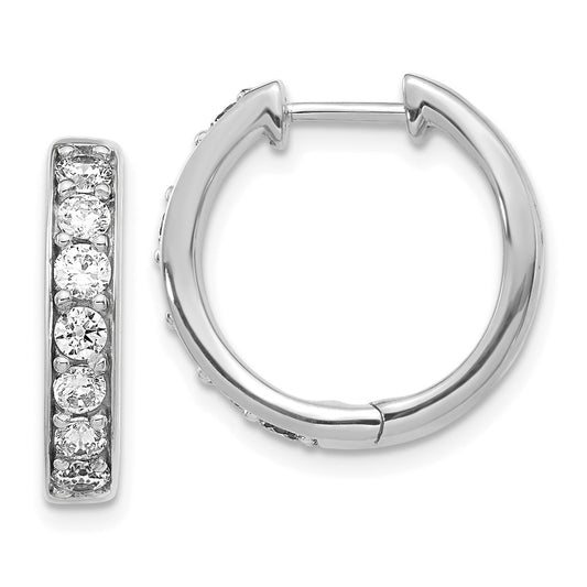 Buy Stylish 14K White Gold Diamond-Accented Hinged Hoop Earrings - 1.5"