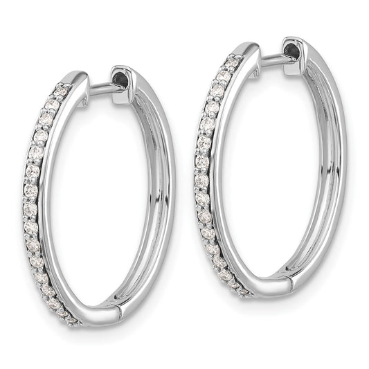 High-Quality 10K White Gold Diamond-Accented Hinged Hoop Earrings - Stylish Value