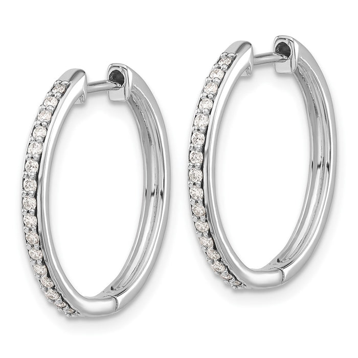 High-Quality 10K White Gold Diamond-Accented Hinged Hoop Earrings - Stylish Value-2