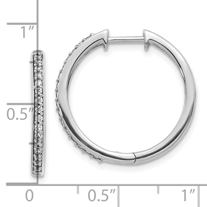 High-Quality 10K White Gold Diamond-Accented Hinged Hoop Earrings - Stylish Value-4