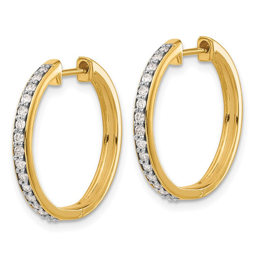 Shop Stylish 10K Gold Diamond-Accented Hinged Hoop Earrings - 1.5" Size