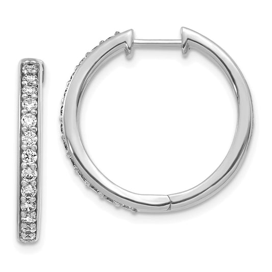 High-Quality 10K White Gold Diamond-Accented Hoop Earrings - Stylish Value