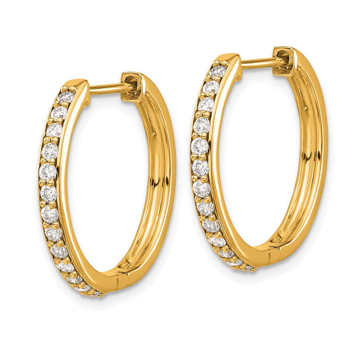 High-Quality 10K Gold Diamond-Accented Hinged Hoop Earrings - Stylish Value-2