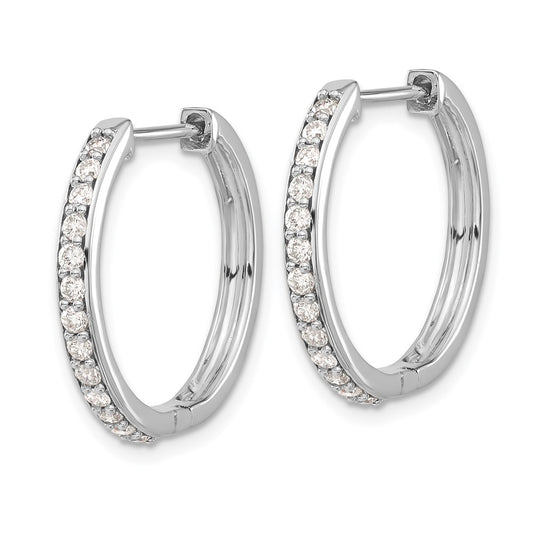 High-Quality 14K White Gold Diamond-Accented Hinged Hoop Earrings - Stylish Value