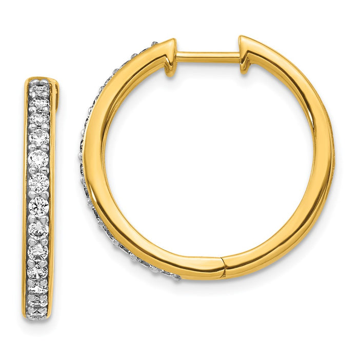 Exclusive 14K Gold Diamond-Accented Hinged Hoop Earrings - Stylish Luxury!-1