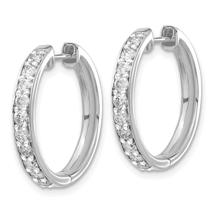 Shop 10K White Gold Hinged Hoop Earrings with Diamond Accent - Stylish Value-2