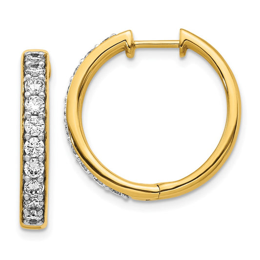 Shop Exclusive 14K Gold Hinged Hoop Earrings with 1 Carat Lab-Grown Diamond