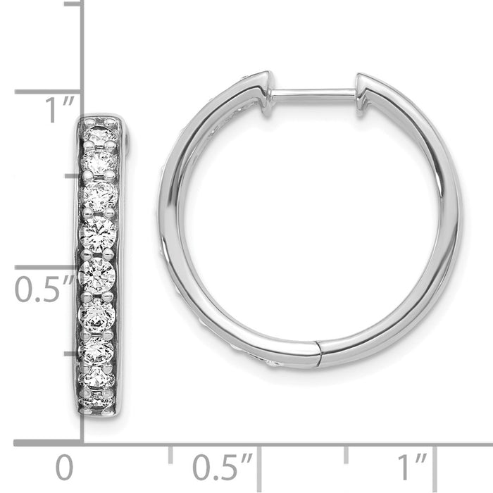 Shop 10K White Gold Diamond-Accented Hinged Hoop Earrings - Stylish Luxury-4