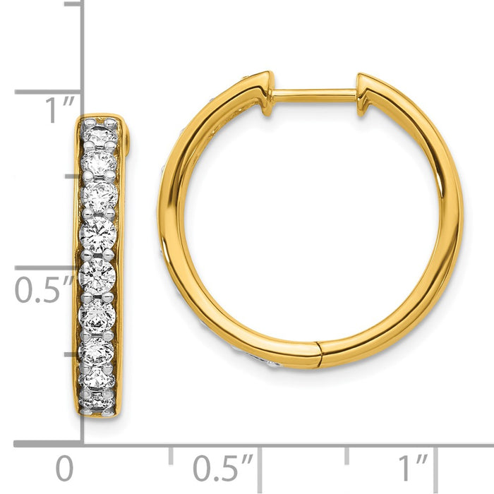 High-Quality 10K Gold Diamond-Accented Hinged Hoop Earrings - Stylish Value!-4