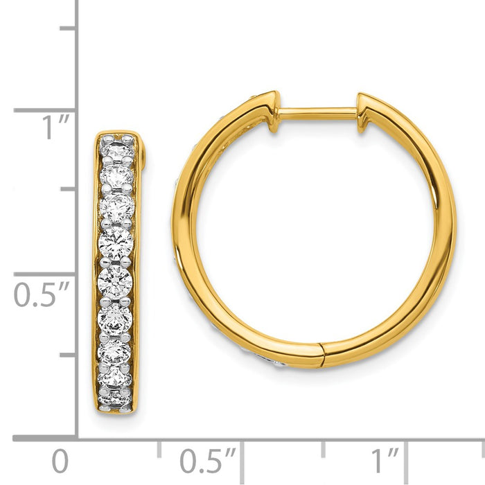 High-Quality 14K Gold Diamond-Accented Hinged Hoop Earrings - Stylish Value!-4