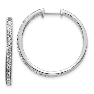 Exclusive 10K White Gold Diamond-Studded Hinged Hoop Earrings - Stylish Value!