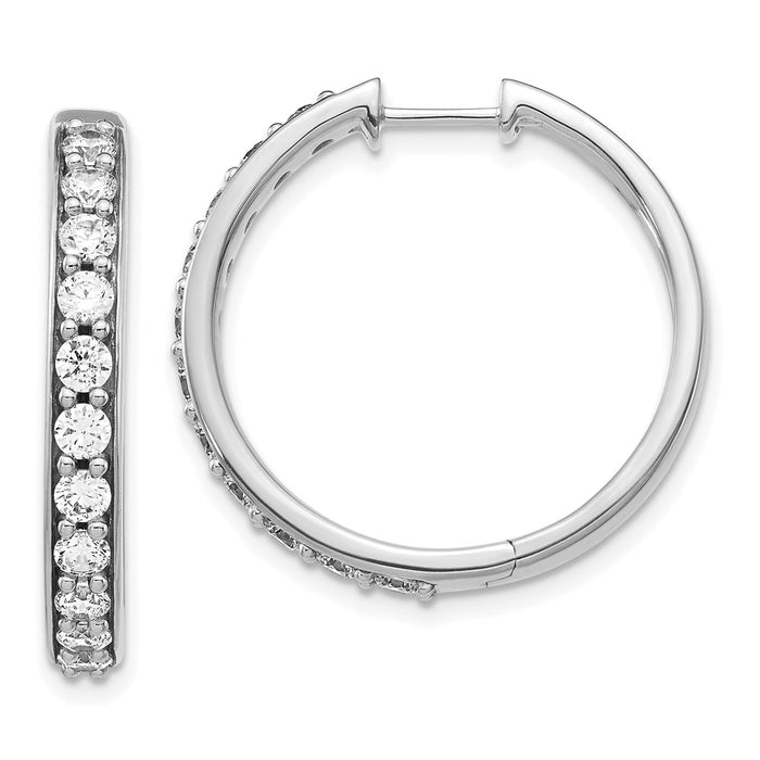Buy 14K White Gold 1.5 Carat Lab-Grown Diamond Hoop Earrings - Luxury Style-1