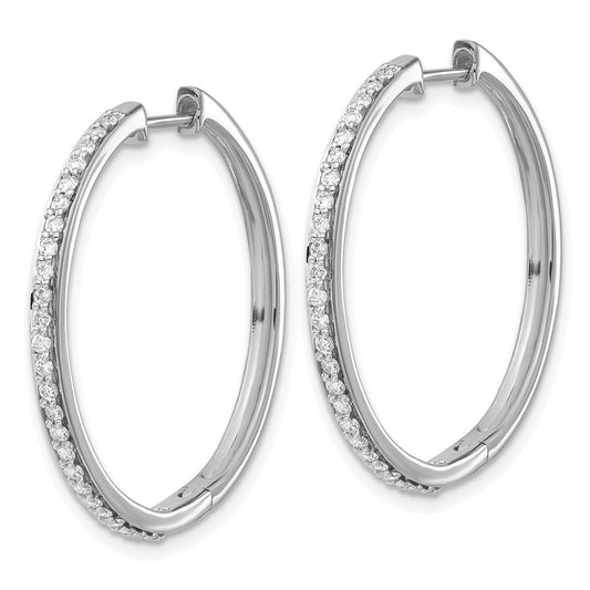 Buy Stylish 14K White Gold Diamond-Accented Hinged Hoop Earrings, 1.5"