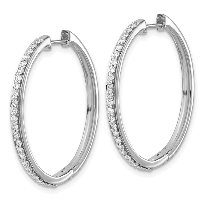Buy Stylish 14K White Gold Diamond-Accented Hinged Hoop Earrings, 1.5"-2