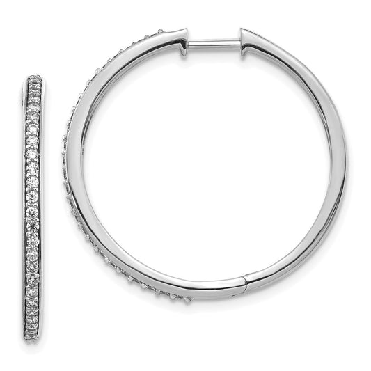 Buy Stylish 14K White Gold Diamond-Accented Hinged Hoop Earrings, 1.5"