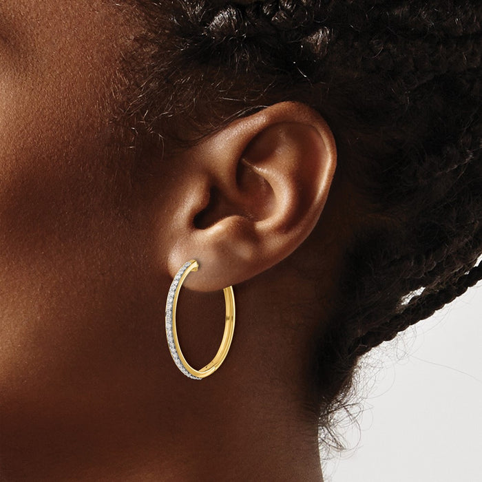 Buy Exclusive 14K Gold Diamond-Accented Hinged Hoop Earrings - Stylish Luxury!-3