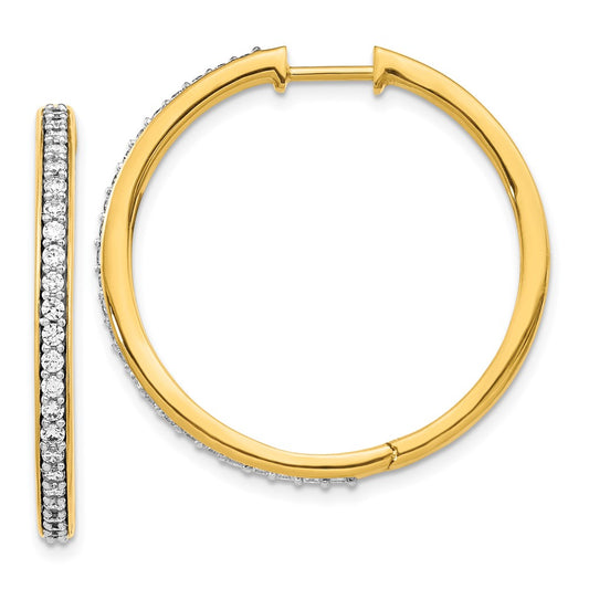 Shop Stylish 14K Gold Diamond-Studded Hinged Hoop Earrings - 0.85mm, Affordable!