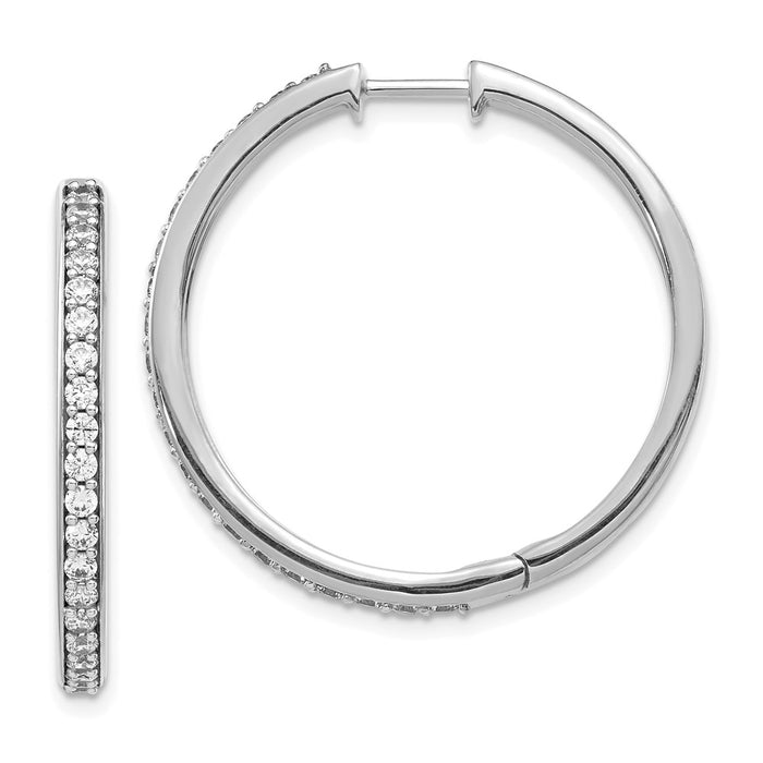 High-Quality 14K White Gold Diamond-Accented Hinged Hoop Earrings - Stylish Value-1