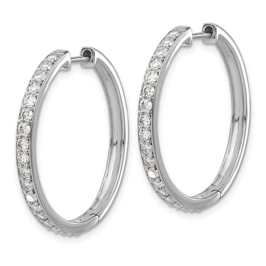 Buy Stylish 14K White Gold Diamond-Accented Hoop Earrings - 1.5"