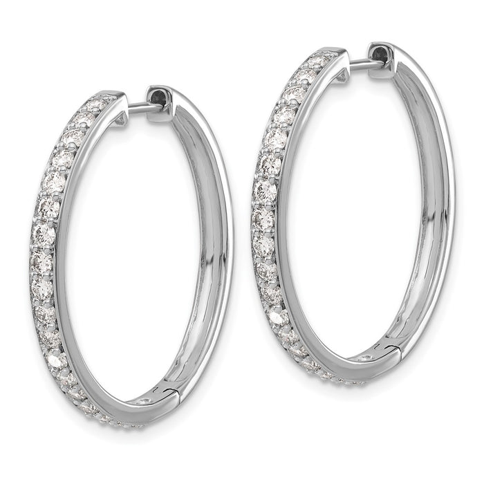 Buy Stylish 14K White Gold Diamond-Accented Hoop Earrings - 1.5"-2