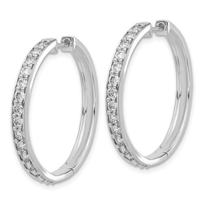 Shop Stylish 14K White Gold Diamond-Accented Hinged Hoop Earrings - 1.5"-2