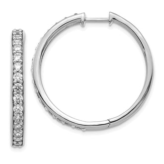 Shop Stylish 14K White Gold Diamond-Accented Hinged Hoop Earrings - 1.5"