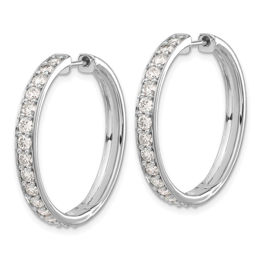 Exclusive 14K White Gold Diamond-Accented Hinged Hoop Earrings - Stylish Value!